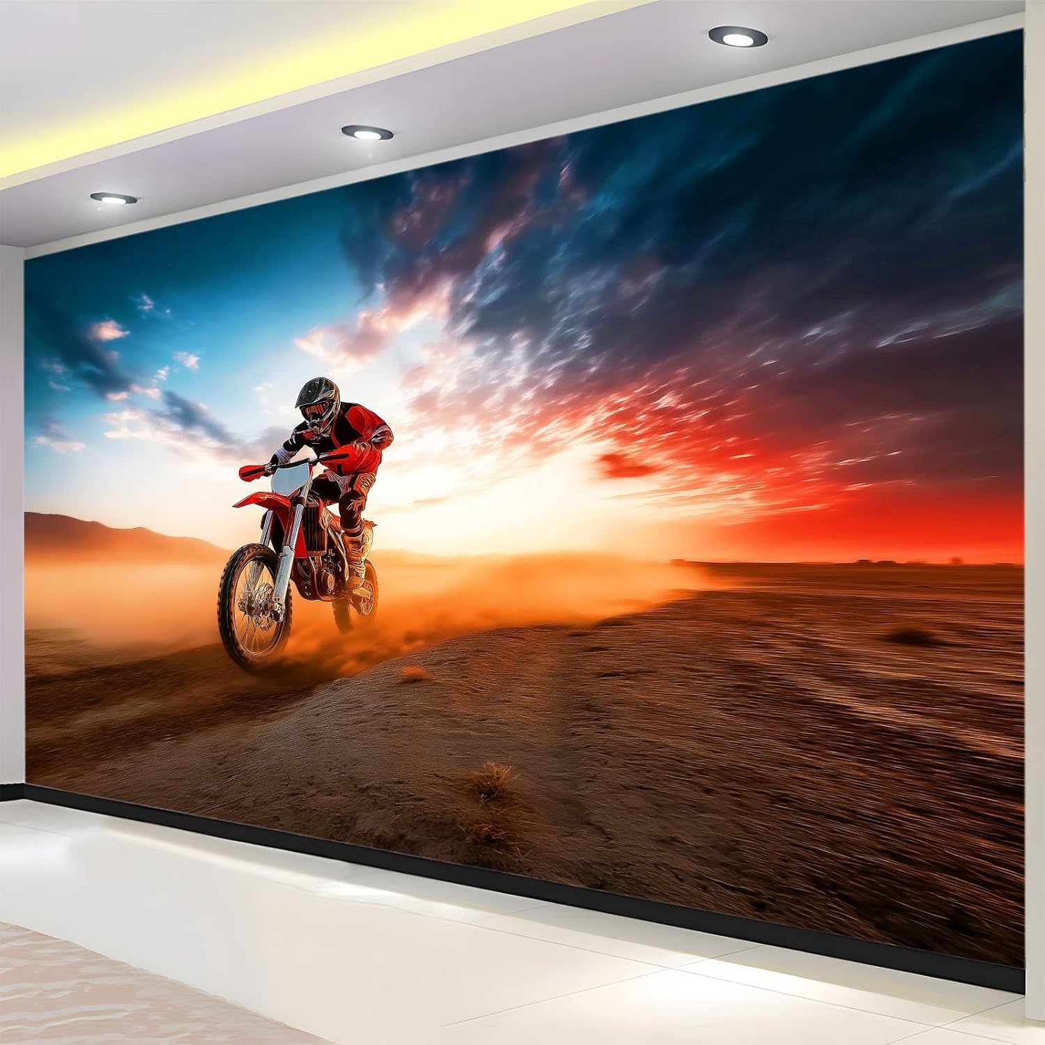 Papier peint intissé moto panoramique 250x175 cm fresque premium w.1363