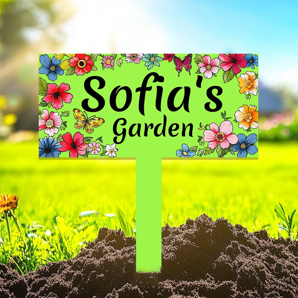 S2tmhb Style-2 Garden Signs With Stake Personalized,Custom Gardener Name Metal Sign Outside Decor,Customized Gardening Gifts For Mom Grandma,Flower Welcome Plaque Decorative For Outdoor Yard Lawn Patio Camping Gift