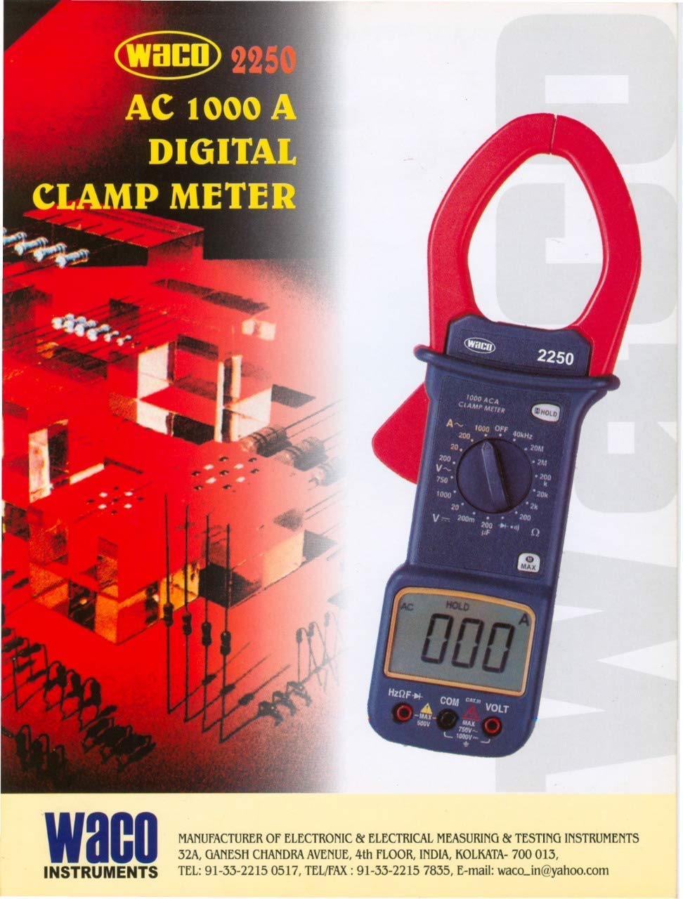 WACO® 2250 DIGITAL CLAMP METER 1000A AC with 57mm Jaw by WACO® Amazon