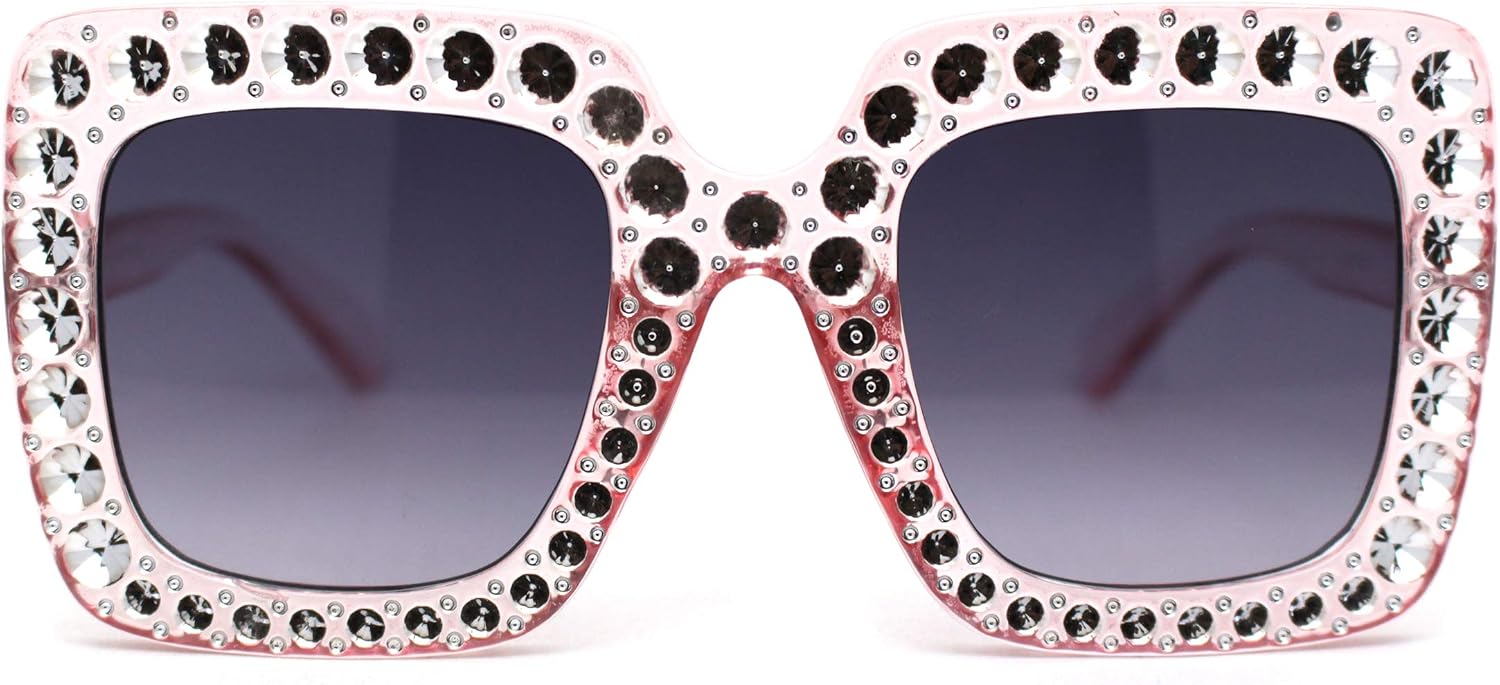 SA106 Kids Size Girls Bling Concave Engraving Iced Out Rectangular Butterfly Sunglasses