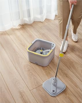 Temiz ile Kirli Suyu Ay ran Kare Mop +2 Yedek Bez Hediyeli Otomatik Hijyen Temizlik Seti