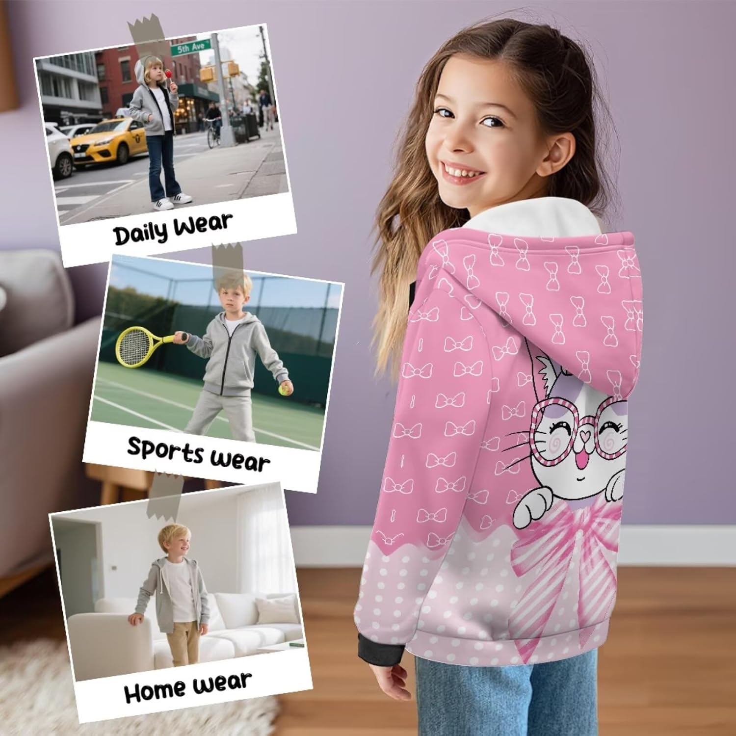 Pullover Hoodies for Teen Girls Loose Fitting Sportswear Zip-up Sweatshirt Long-Sleeve Fall Outdoor Clothing