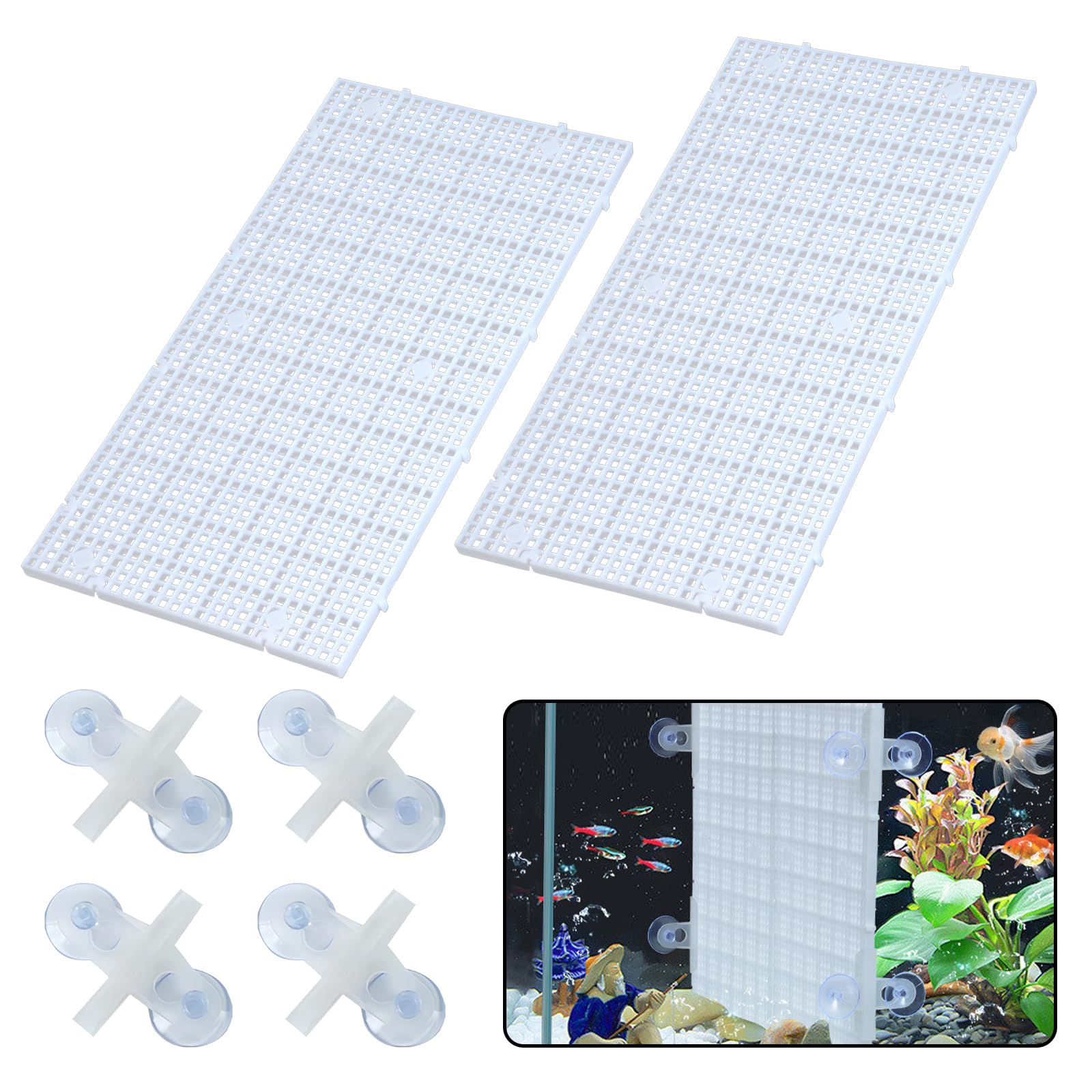 Aquarium-Trennwand 30,5x30,5 Cm – Mit Saugnäpfen, Schwarz, 12 Stück