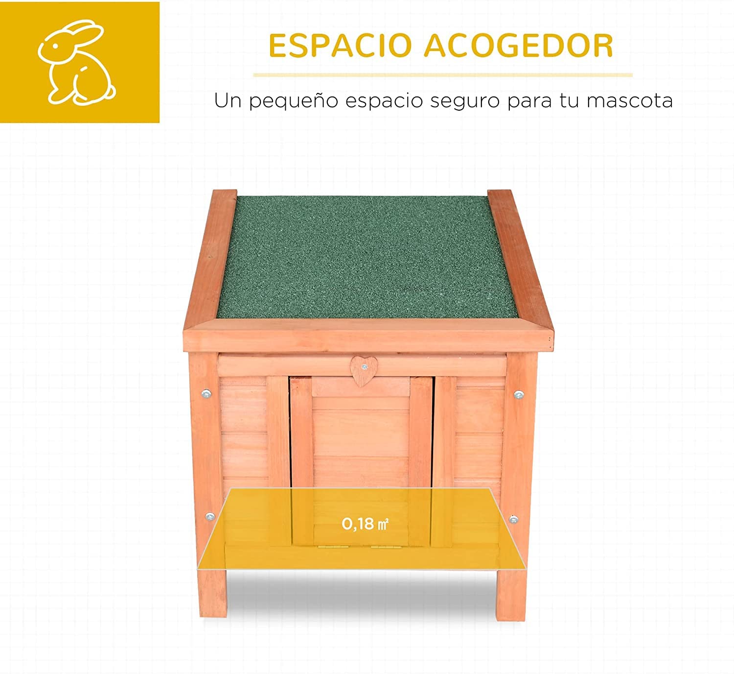 Conejera Madera de Exterior Jaula para Conejo Cobaya Casa para Animal Pequeño 51x42x43cm Caseta Woody (Caseta)