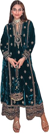 GRC Womens Salwar Kameez Straight Suit Viscos Velvet Traditional Indian Pakistani Ready to Wear Dress