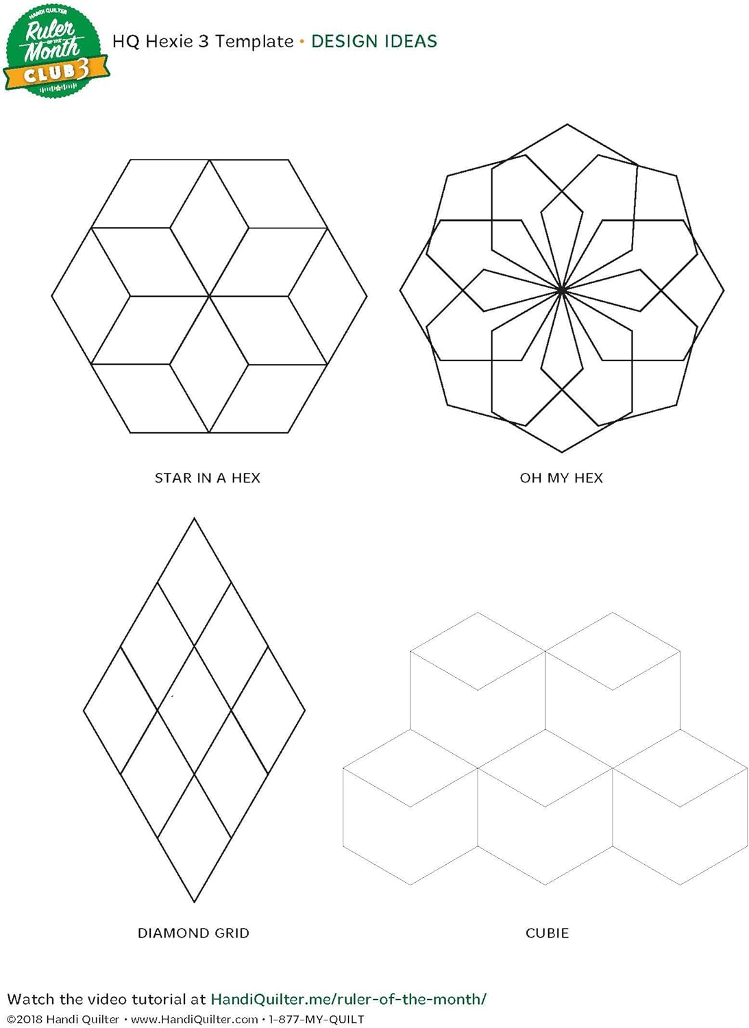 Handi Quilter 3" Hexie Template for Quilting