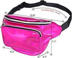 Sac Banane Holographique Femme TXLEAPEY - PVC Réglable, Brillant, Grande Capacité, Pour Voyage, Fête, Sport (Rose Gold)