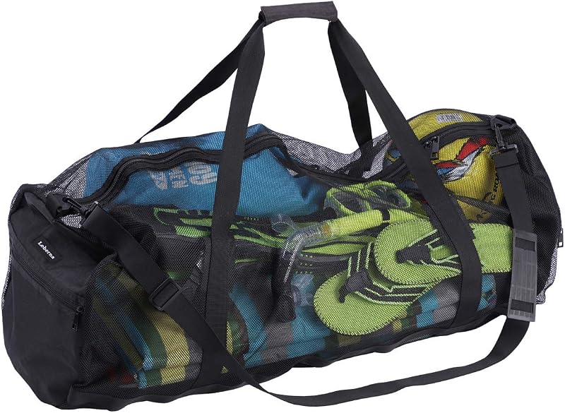 Leberna Bolsa de playa grande con cremallera, bolsa ligera para juguetes de playa, bolsa de malla para pileta, juguetes de arena