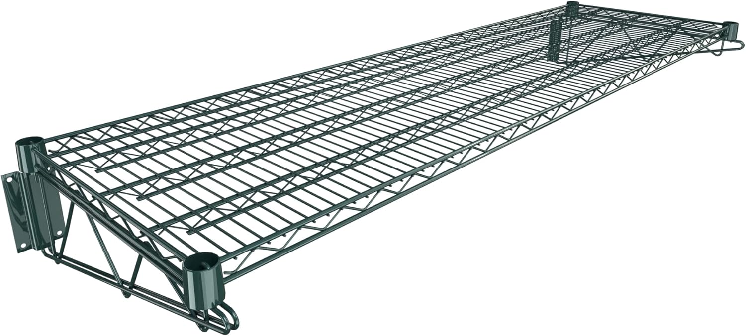 18 x 60 Green Epoxy Wire Wall Mount Shelf
