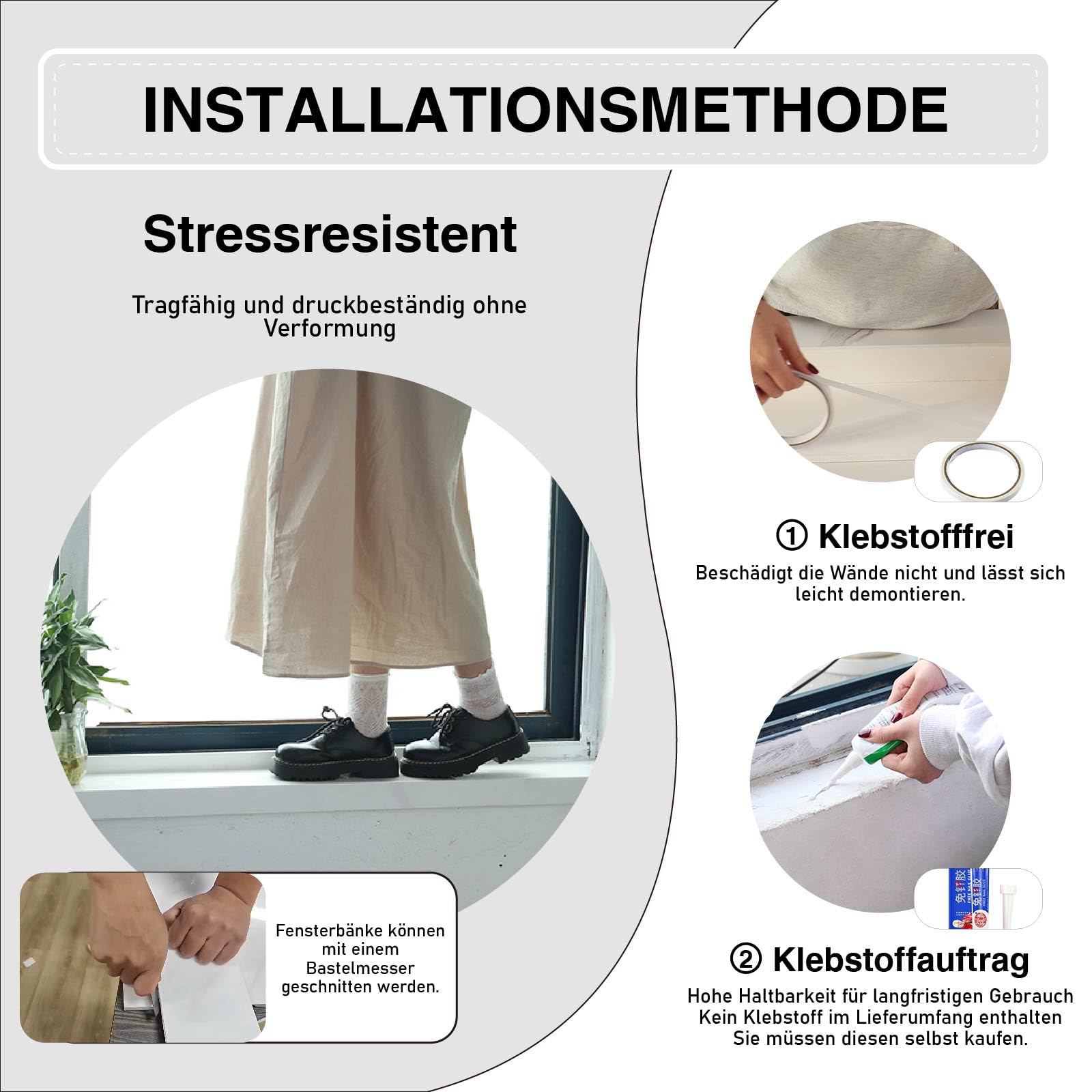 Fensterbank Innen pvc Fensterbrett Aussenfensterbank Fenstersims Aussen Wetterfest Kunststoff kratzfest und beständig gegen Reinigungsmittel für Schlafzimmer 80x25cm