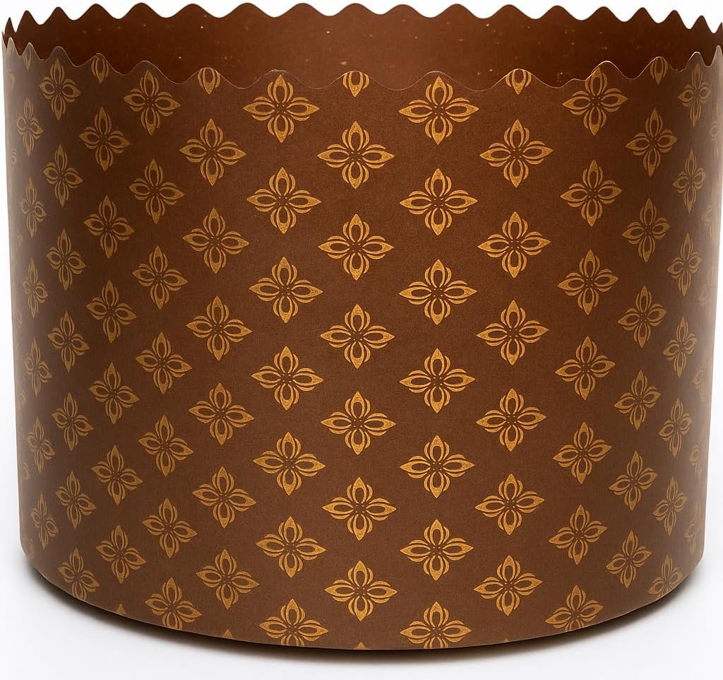 QG group Large Panettone Paper Mold Murals - 12pcs, H 3.54″x5.11″ W (9cm x13cm) Kulich Mold - Round Panettone Paper Baking Molds - Pans Paper Panettone - Easter Bread Baking Forms by