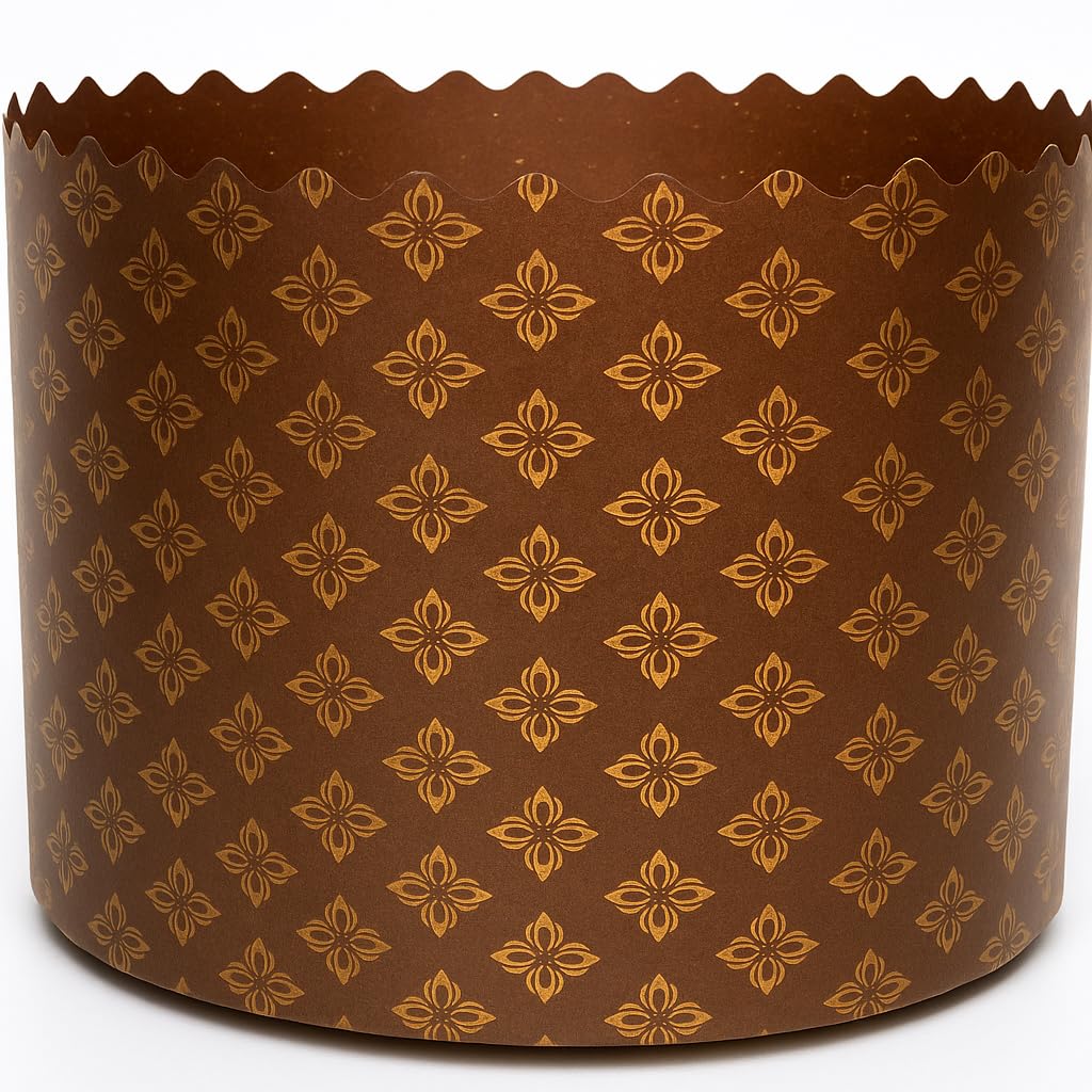 15oz Large Panettone Paper Mold Murals - 12pcs, H 3.54″x5.11″ W (9cm x13cm) Kulich Mold - Round Panettone Paper Baking Molds - Pans Paper Panettone - Easter Bread Baking Forms by QG group