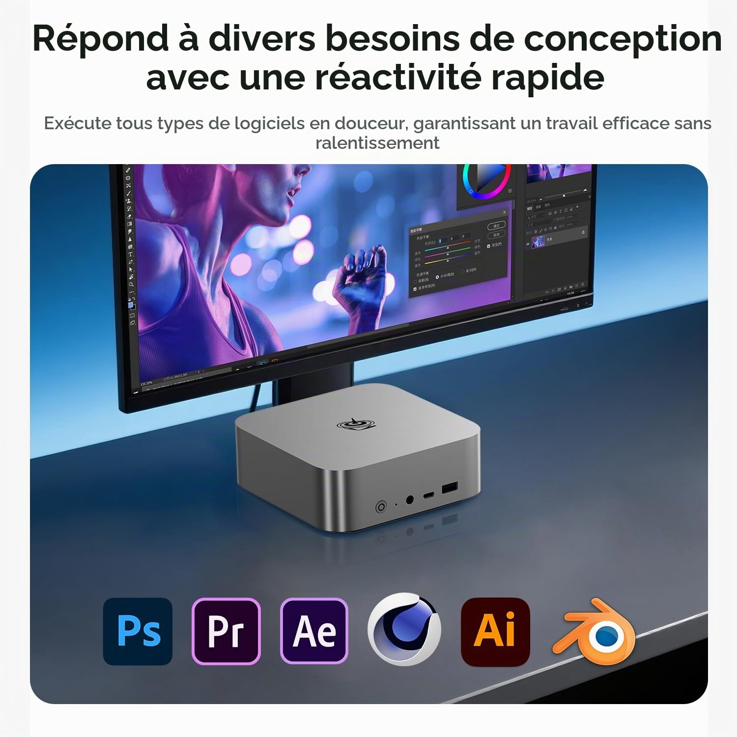 Beelink SER9 Max Mini PC, AMD Ryzen R7 260 (8C/16T jusqu'à 5.1 GHz), 64 Go de RAM DDR5, 1 to SSD, Mini-Ordinateur 4K à 240 Hz, Triple écran HDMI/DP/USB 4, BT5.2, Wi-FI 6, LAN 10 Gbps