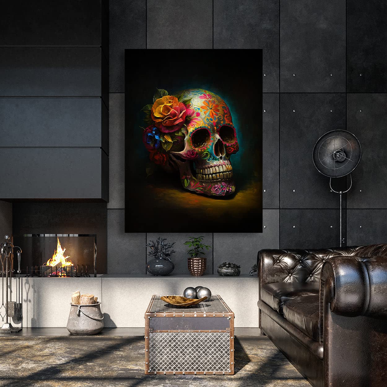 Amazon.co.jp: Sense Canvas Skull カラフル メキシカン