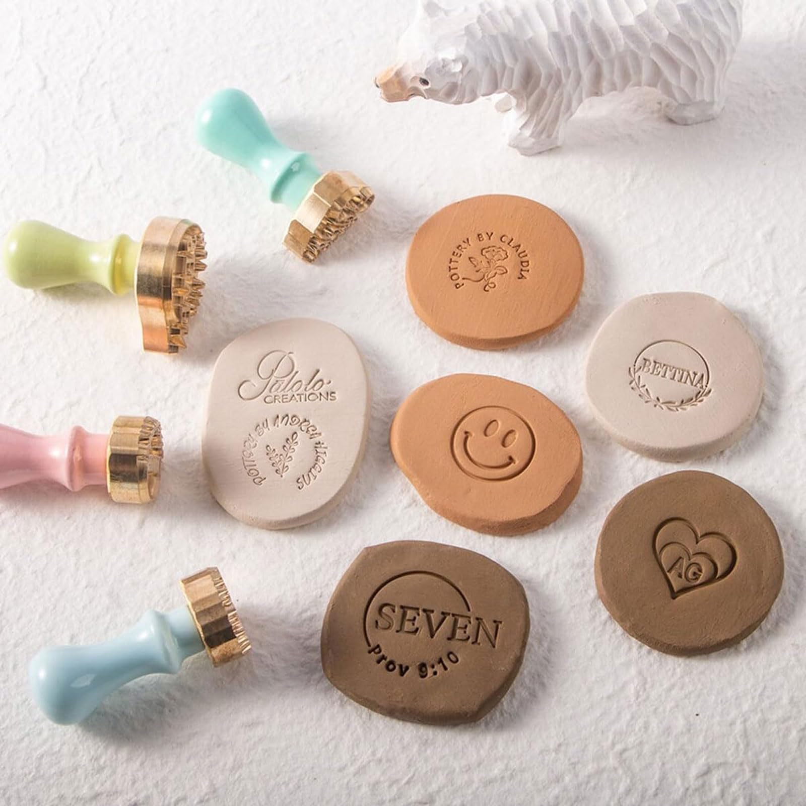 3 pezzi set timbri in argilla personalizzati timbri per ceramica stampi in ottone strumenti per ceramica timbri in ottone timbri in ceramica personalizzati regali per vasaio Kit timbro fai da te