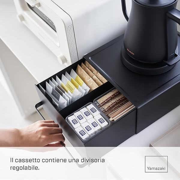 Yamazaki 2019 TOWER Sliding Countertop Drawer, Black, Steel/Polypropylene/Magnet, 22 x 27.5 x 11.5 cm - 5