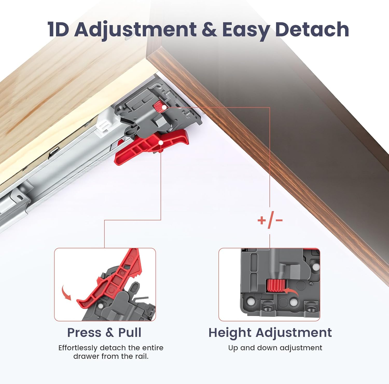 Homdiy 21 Inch 6 Pair Undermount Soft Close Drawer Slides Hidden Bottom Mount Cabinet Rails, Full Extension Concealed Bottom Mount Rails, 100 LB Load Capacity Heavy Duty Steel Cabinet Slides