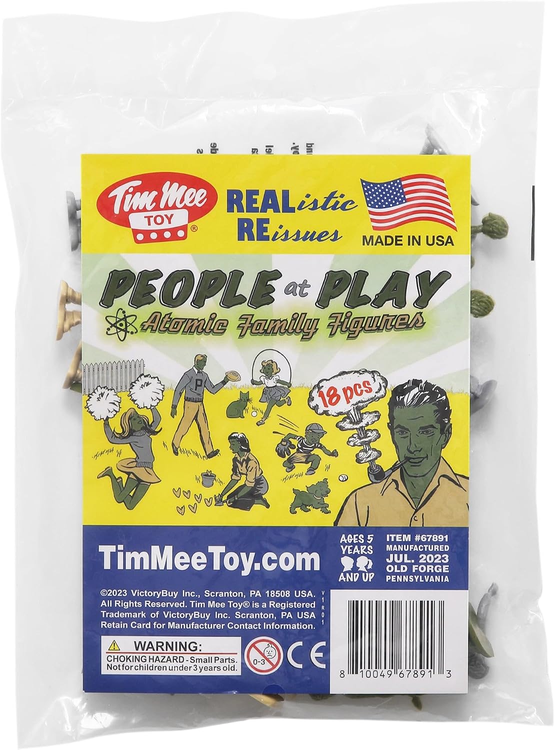 Tim Mee People Play Figures - OD Green, Tan & Gray 18pc Playset - Made in USA