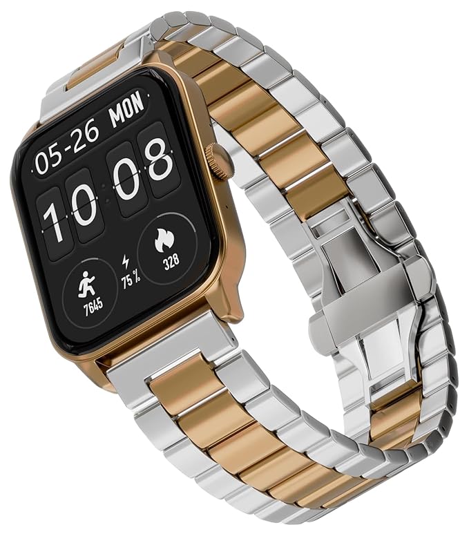 Vibez Imperial Luxury Smartwatch for Women & Men - Stainless Steel Strap, 1.83" Display, High Resolution, 60 Sports Modes,100+ Watch Faces, Long Battery & BT Calling Smart Watch for Women & Men