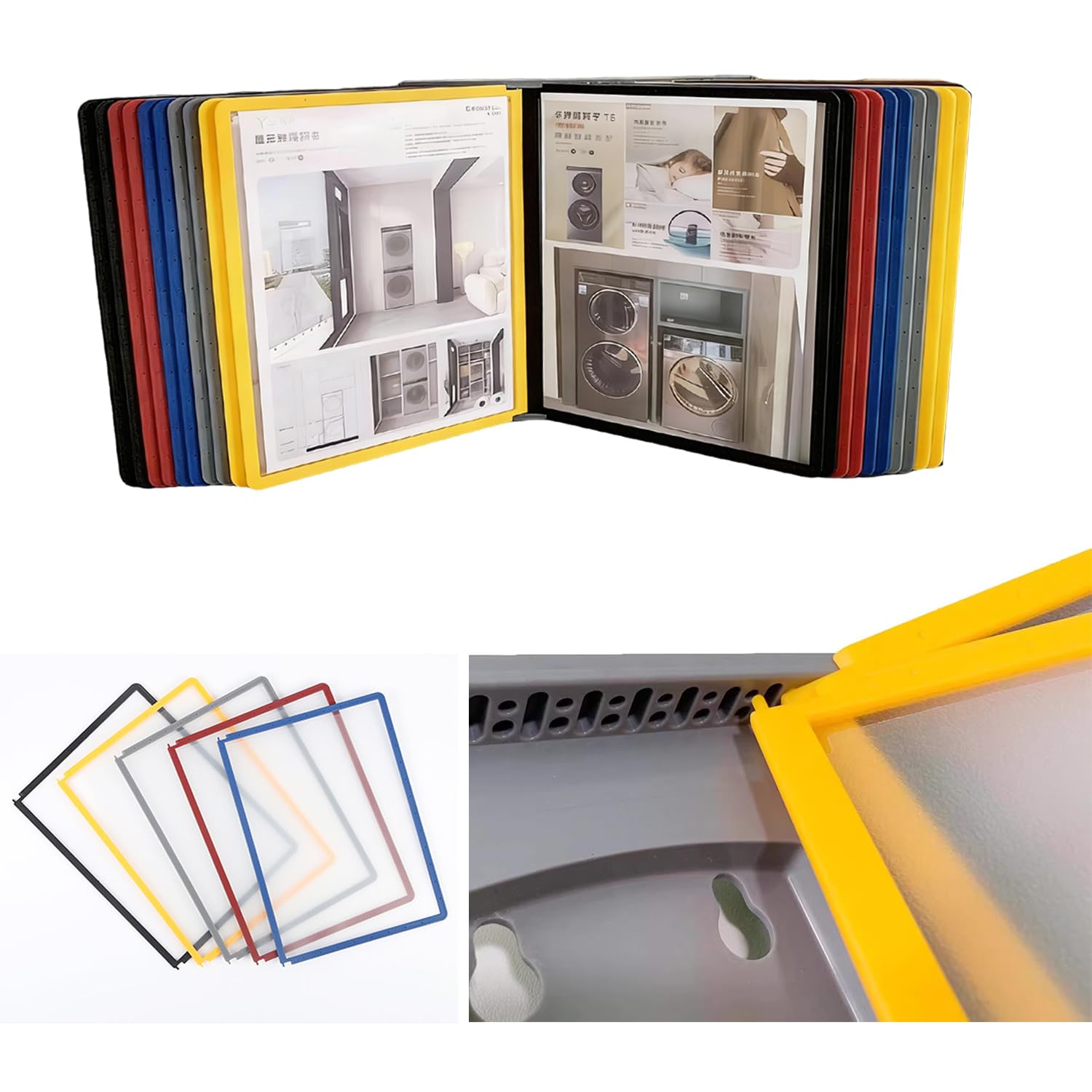 Sichttafelsystem a4,a4-Display-Boards,Wandmontierte Multifarbige Dokumentenhalter,Geeignet Für Ausstellungsräume Usw.,Ideal Für Verschiedene Präsentationsanforderungen (Vertical layout, 10)