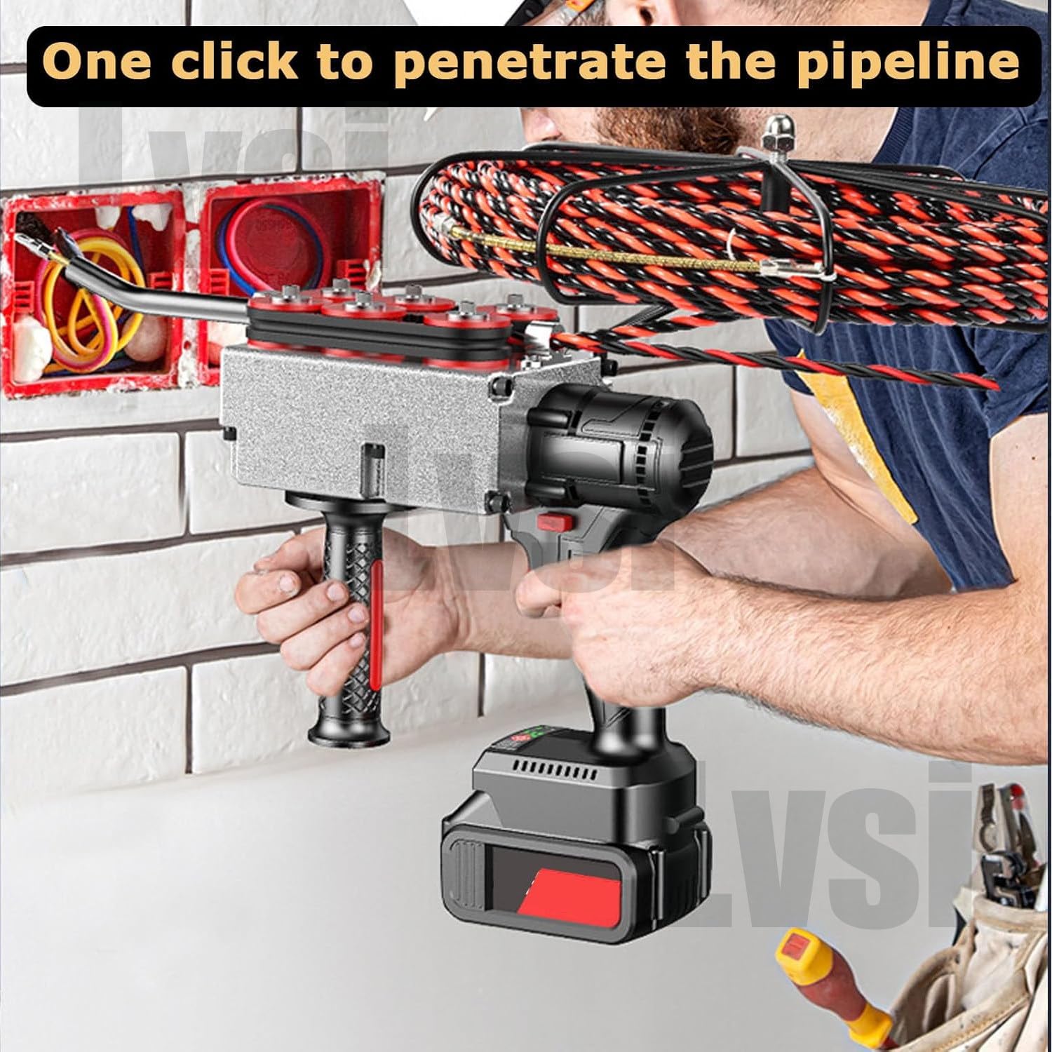 Cinta Pasacables, Cables para Tendido De Electricista, Tirador Automático De Batería De Litio, 40m/Min, para Trabajos De Cableado Hidroeléctrico,15m-25000mah*1
