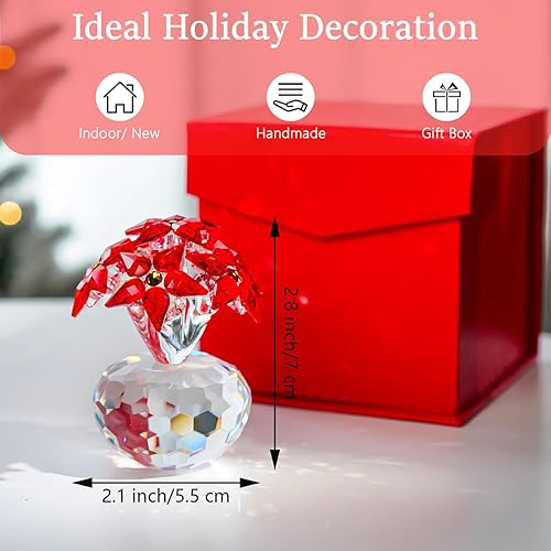 Vista 46 de H&D HYALINE & DORA Figura coleccionable de trébol de cuatro hojas de cristal, regalos de flores de la suerte para mamá, novia, mujer, adorno de Verde