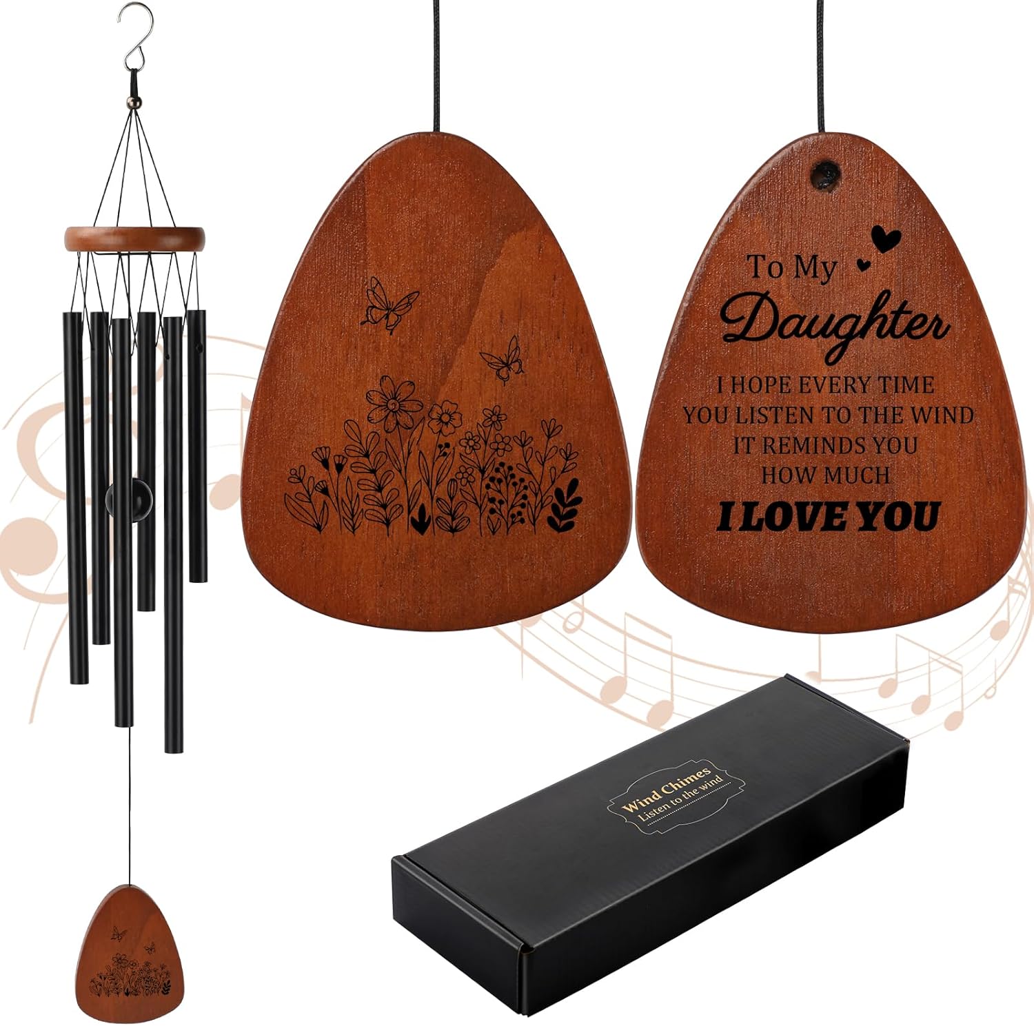 PRSTENLY Valentines Day Gifts for Daughter, Daughters Valentines Day Gifts from Mom Dad, Daughters Wind Chimes Gifts for Daughter Birthday Valentine Mothers Day Graduation Christmas