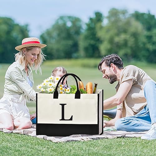Miniatura 6 de Bolsa de lona con inicial, regalos de cumpleaños para mujeres, monograma personalizado, regalos para mujeres, madres, profesores, damas de honor