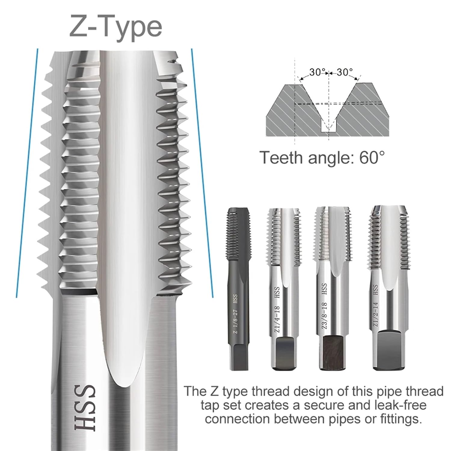 Tap HSS Pipe Tap Z 1/8 1/4 3/8 1/2 Screw Thread Tap Drill for Damaged Thread Repair Hand Threading Tapping Tools 1Pcs(Z 1l2)