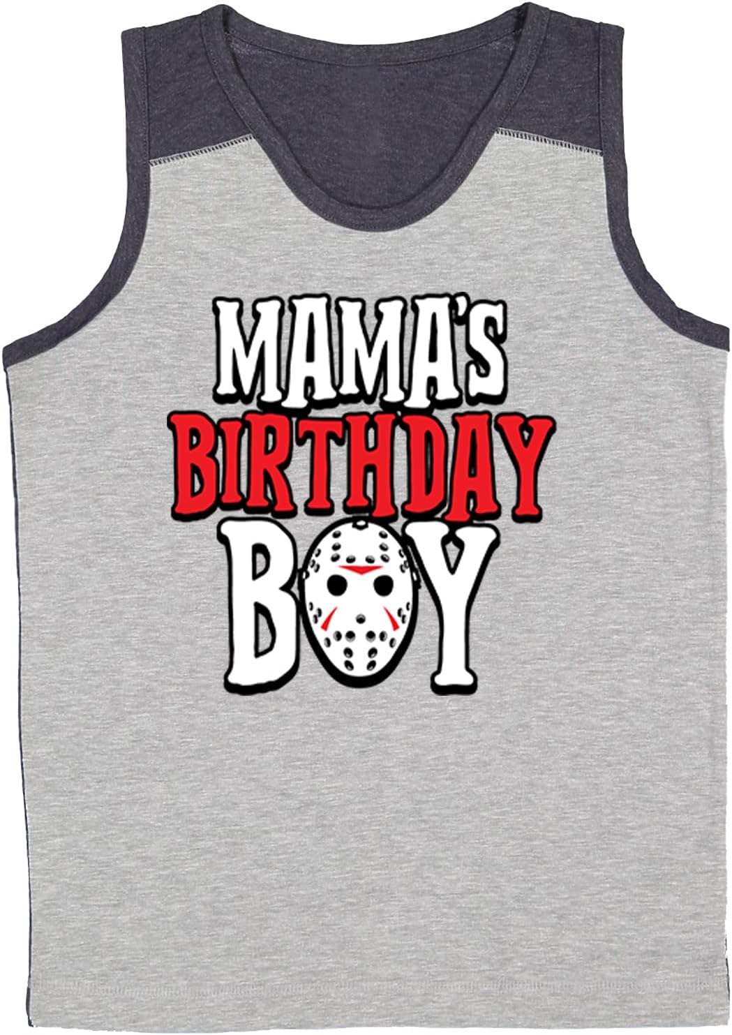 Mama's Birthday Boy - Jason Hockey Mask Youth Contrast Back Tank Top
