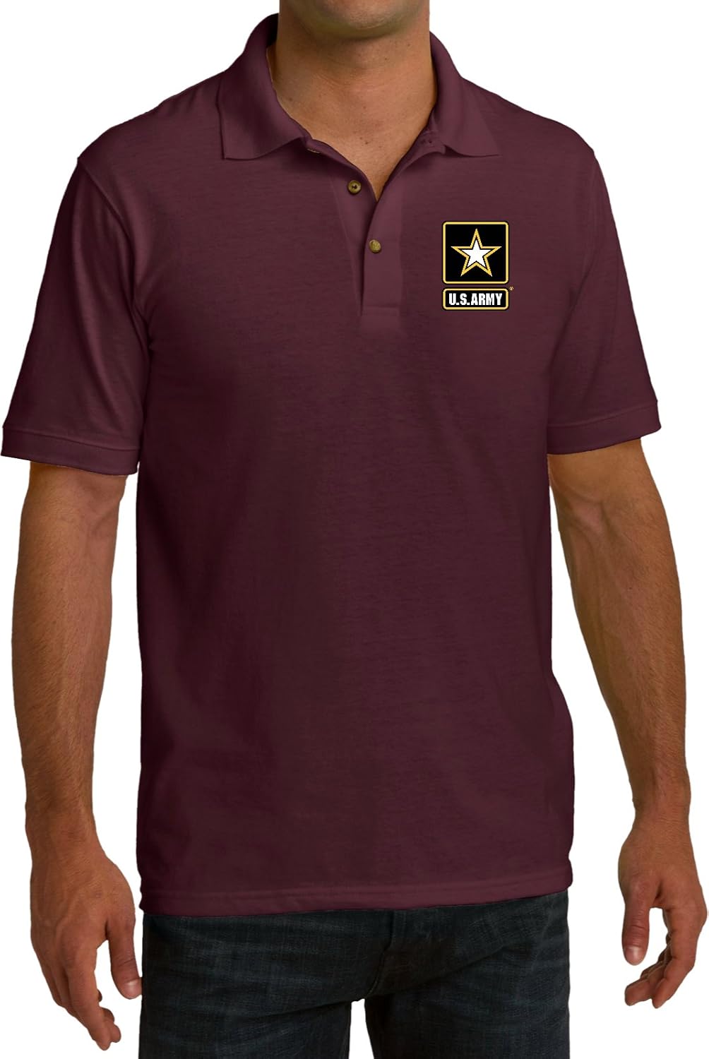 Buy Cool Shirts Mens US Army Pocket Print Pique Polo