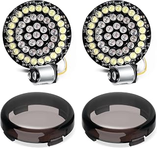 Amazicha 2inch Front LED Turn Signal, Front Turn Signal Bullet Light with 2 Smoked Lens Covers Fit for Harley Touring Road Glide Street Glide Road King Electra Glide Softail Dyna Sportster 1986-2024