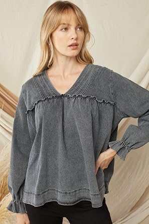 Entro USA V-Neck Denim Top