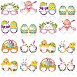 Villorem Easter Glasses - Pack of 16, Easter Bunny Decoration Paper Eyeglasses, Easter Photo Booth Props for Easter Party Decorations