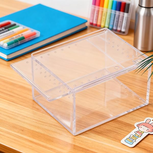 Hábitat para Araña Saltarina,Recipiente Transparente para Crianza y Alimentación | Recinto Para Serpientes de Acrílico | Para Reptiles Lagartija Serpiente Tortuga Rana Gecko Ermitaño y Contenedor para - 3