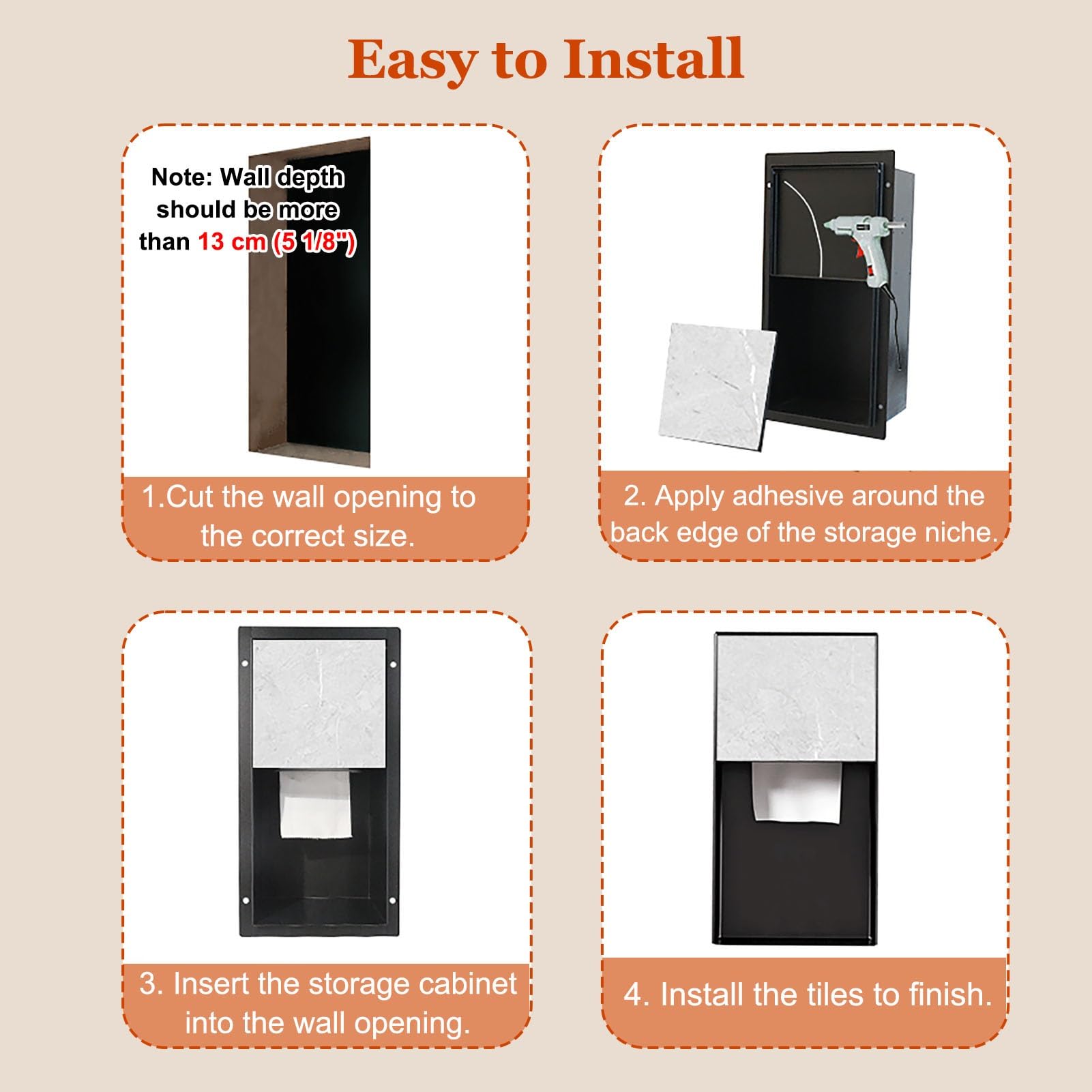 Portarrollos de Papel Higiénico Empotrado Nicho Empotrado para Papel Higiénico con Armario, Nicho de Pared Oculto con Pestillo Táctil, Dispensador de Rollos de Papel Higiénico para Baño.(Silver)