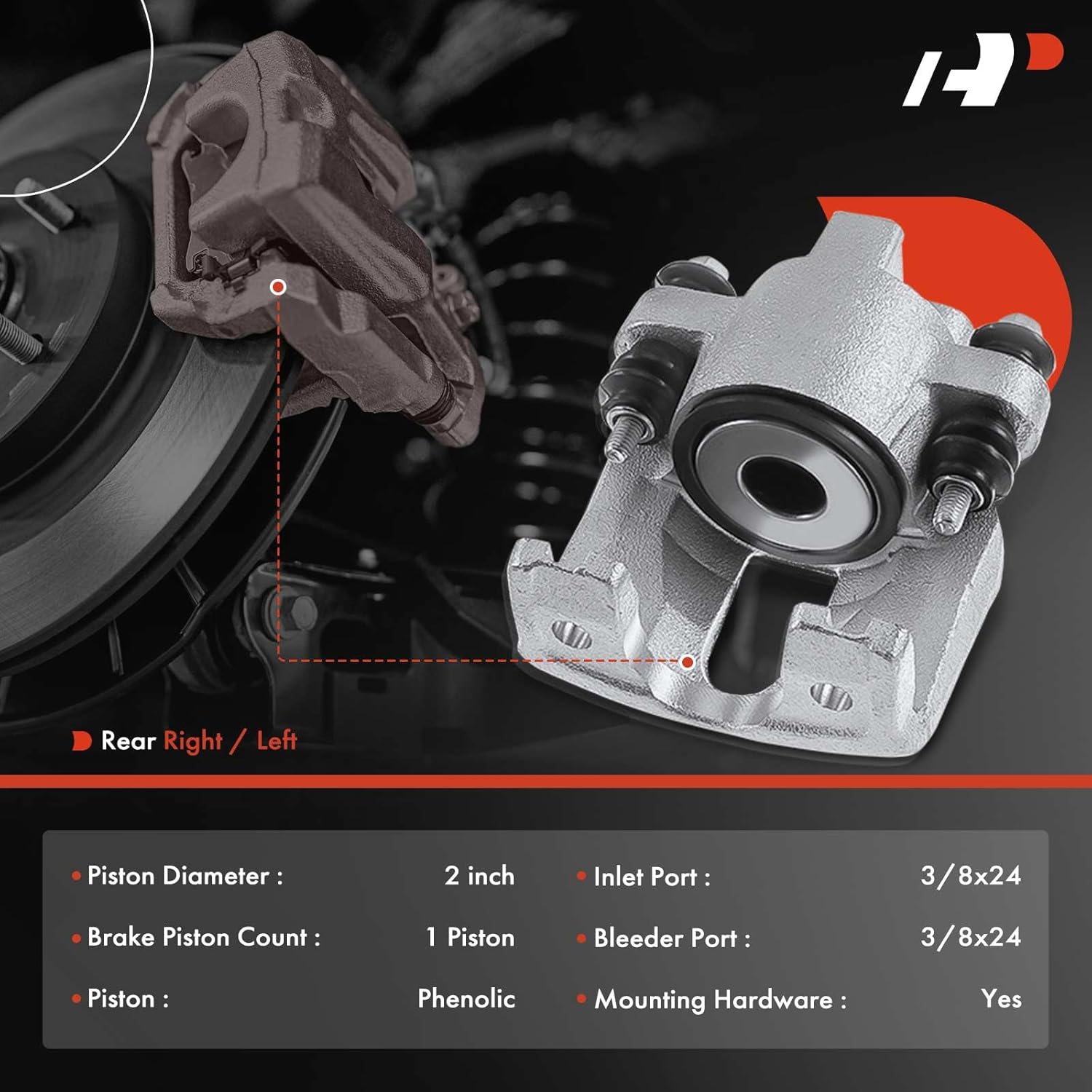 A-Premium Disc Brake Caliper Assembly Compatible with Ford and Lincoln Models - Expedition 1997-2002, F-250 1997-1999, F-150 1999-2003, Blackwood 2002, Navigator 1998-2002, Town Car - Rear Side