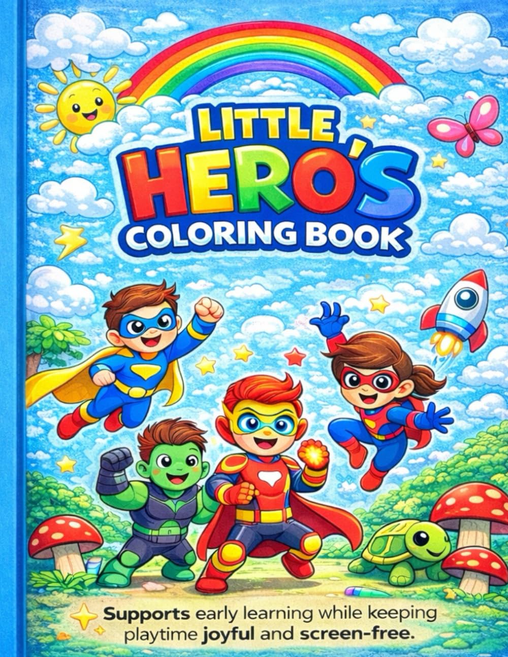 Little Heroes Coloring Book: A Premium Coloring book for ages 1-4; Cute & simple Cartoon Characters for Kids