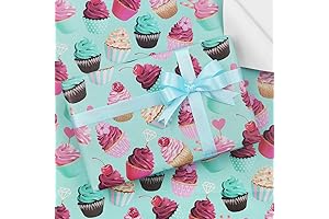 Blue Cupcake Wrapping Paper for Birthday Celebrations