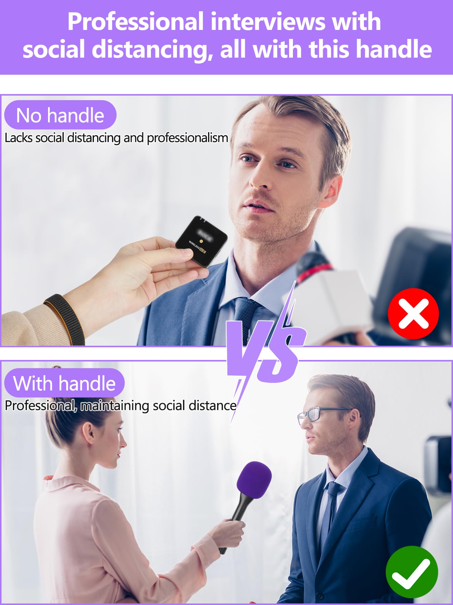 YOUSHARES Poignée DJI - Adaptateur Interview GO sans Fil pour Rode Wireless GO II, Support Cravate pour DJI Mic 2, Rode Wireless Me/Pro