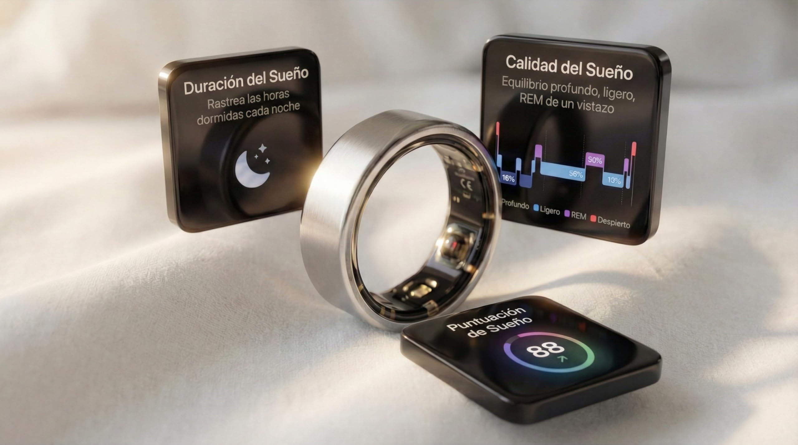 Eclipse RIng | Anillo Inteligente Hombre y Mujer Sin Suscripción | Smart Ring Salud y Fitness | Sueño, SPO₂, VFC, Frecuencia Cardíaca, Glucosa | Titanio y Acero (Ice Silver, 12 (XL))