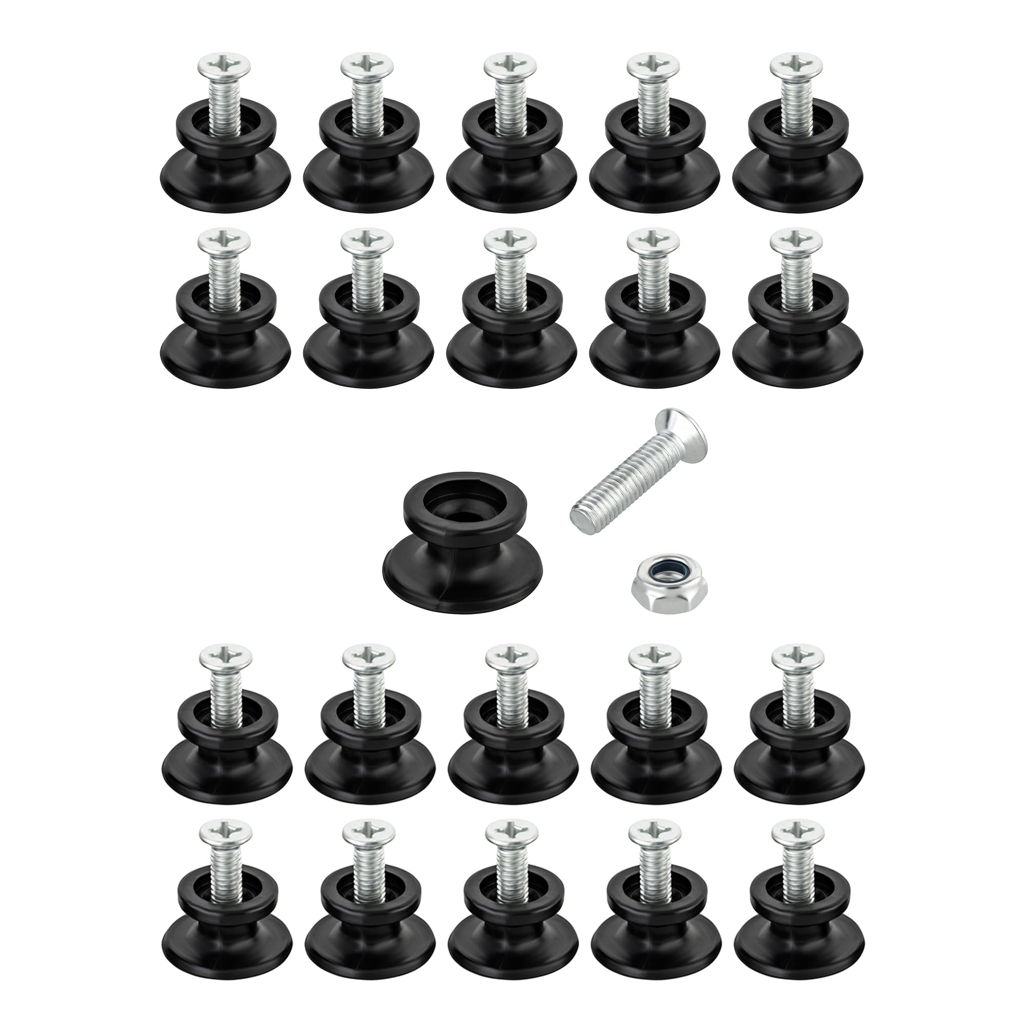 20 x Tarpaulin Buttons with Stainless Steel Screws with Nuts Round Buttons Tarpaulin Hooks for Trailer Tarpaulin Side Wall Trailer Net Rope Hook Plastic Knob