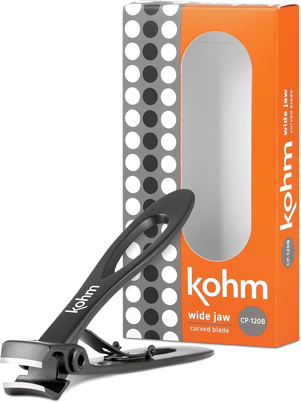 KOHM Cortaúñas para uñas gruesas – Cortaúñas profesionales de boca ancha y resistente para hombres, mujeres y personas mayores, color negro
