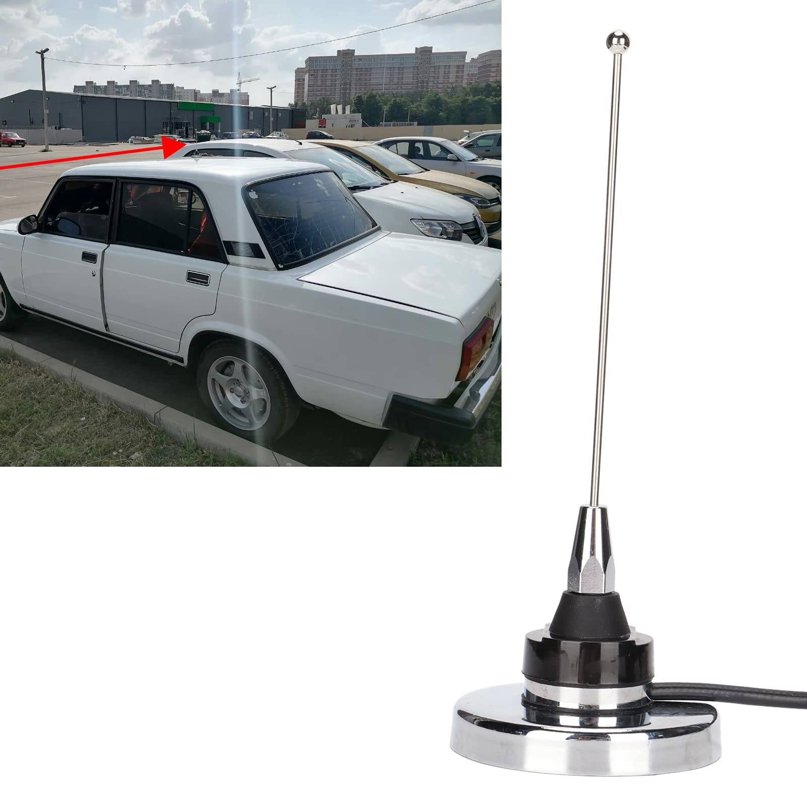 Yctze Kit de Antena de Soporte Magnético de Alto Rendimiento para Radio Móvil de Coche 400-520MHz con Montaje NMO y Conector UHF