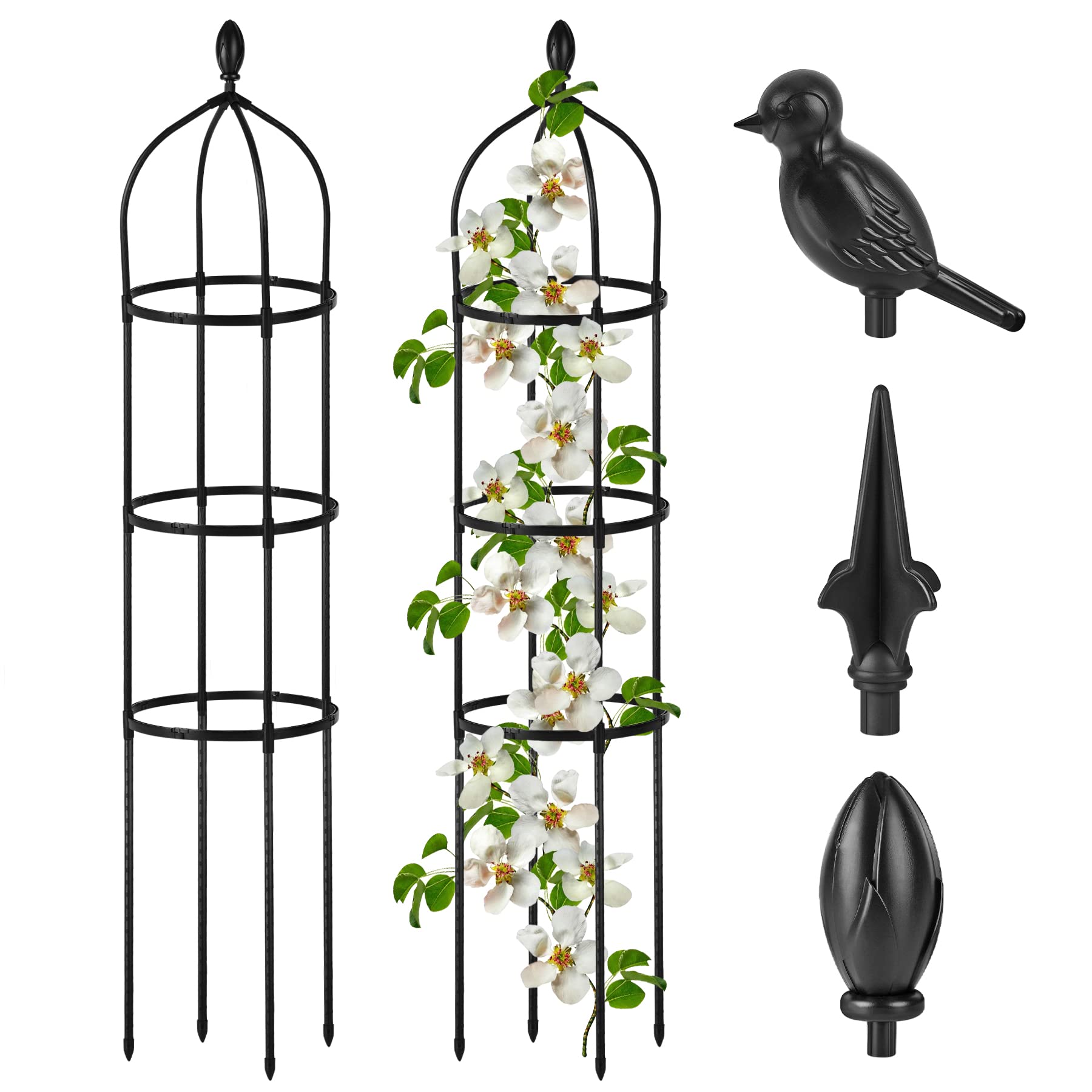 Garden Obelisk Trellis for Climbing Plants Outdoor 6 Ft Rose Bush Round