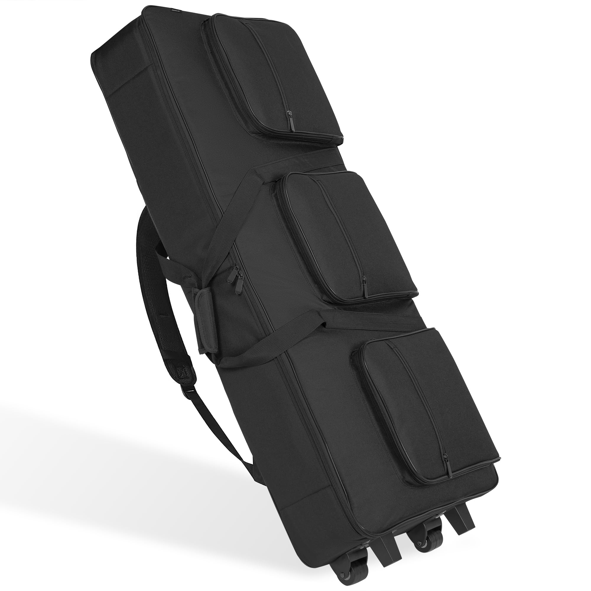 AKOZLIN Rolling 61 Keys Electric Piano Keyboard Gig Bag with Wheels and Adjustable Straps for 61 Note Keyboard and Accessaries