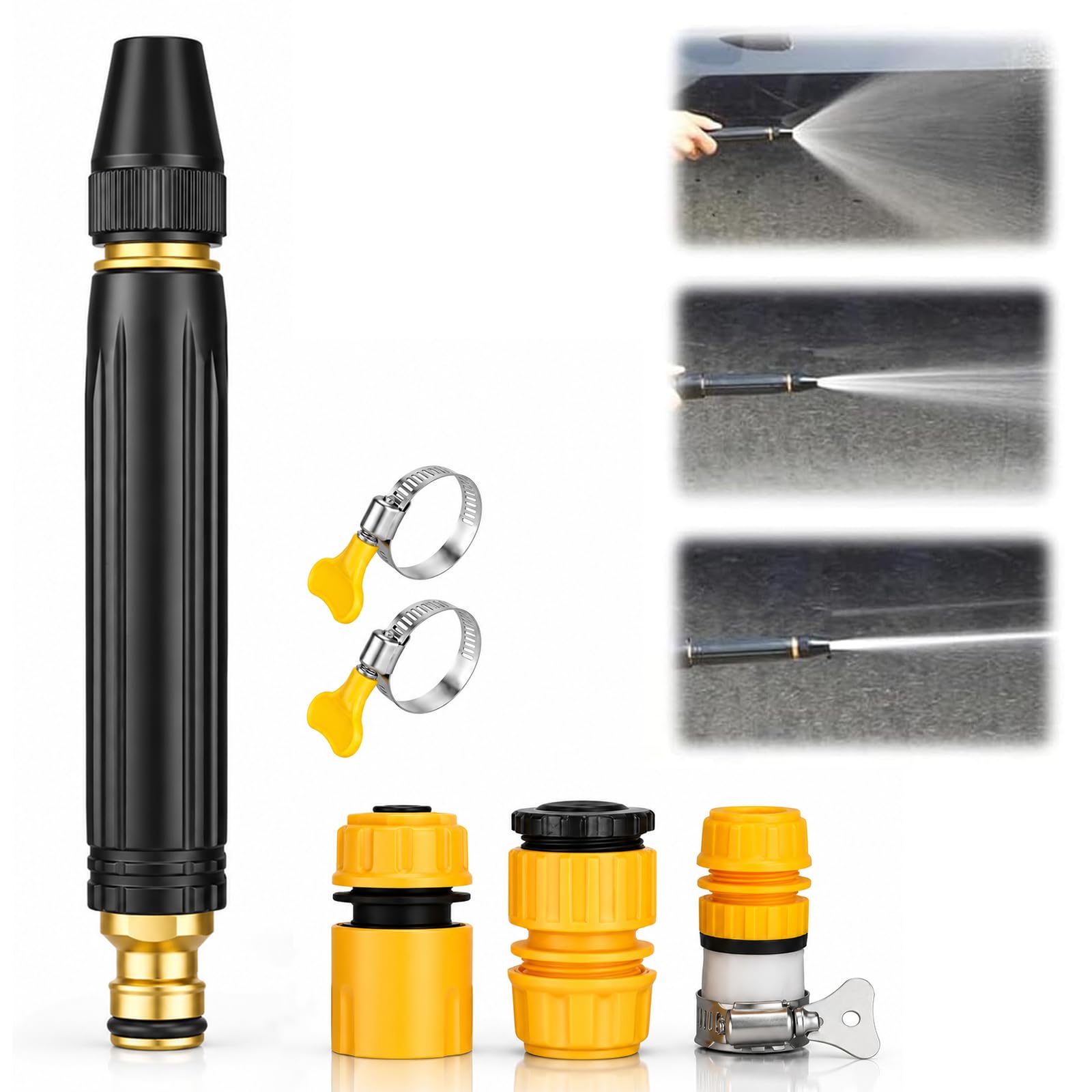 1 Set High Pressure Washer Nozzle with Metal Connector, Booster Spray Nozzle, Universal Hose Sprayer for Car Washing & Outdoor Garden Cleaning