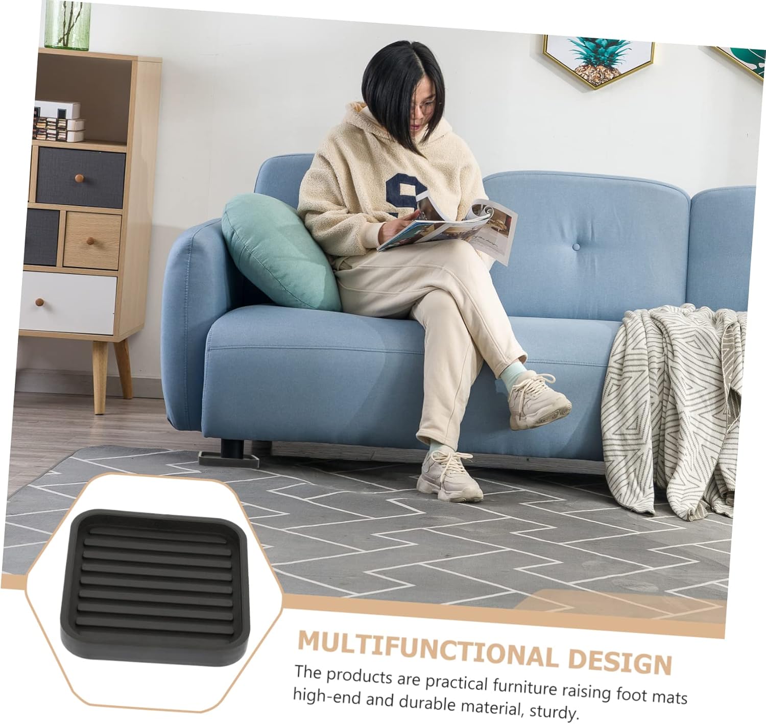 Alipis 8pcs Couch Leg Floor Protectors Bed Risers Slip Furniture Feet Risers Self Adhesive Furniture