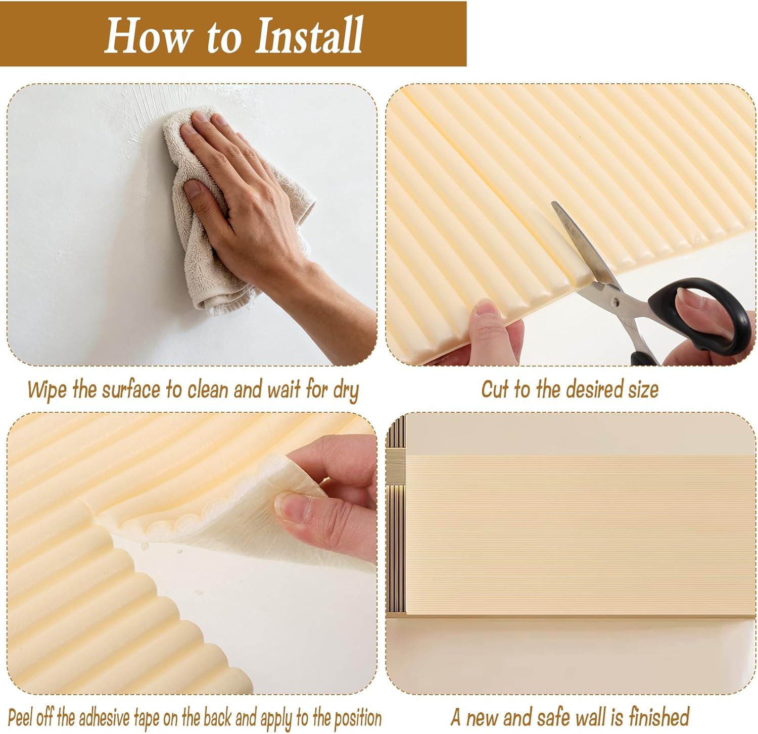 2 Rolls Anti Collision Wall Padding -15.8 x 78.7 Inch Soft Foam Wall Panels 3D Self Adhesive Padded Headboard for Playroom Bedroom Furniture Corner, Beige