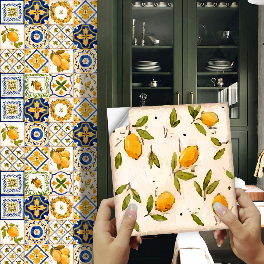 Tile Stickers， Self Adhesive Wall Tiles,Bathroom Backsplash for Kitchen,Floor,DIY Home Decor 16 PC(16 PC(10x10cm))